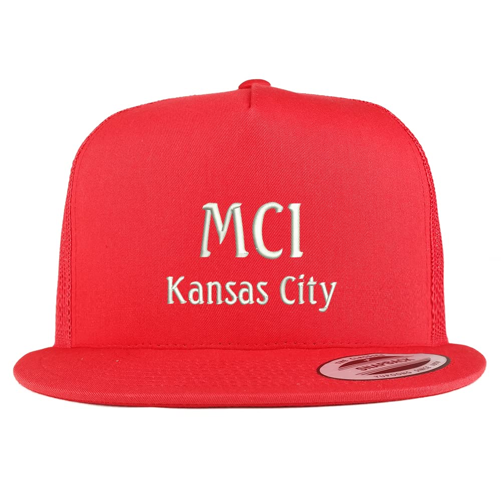 Trendy Apparel Shop MCL Kansas City Embroidered 5 Panel Flatbill Trucker Cap