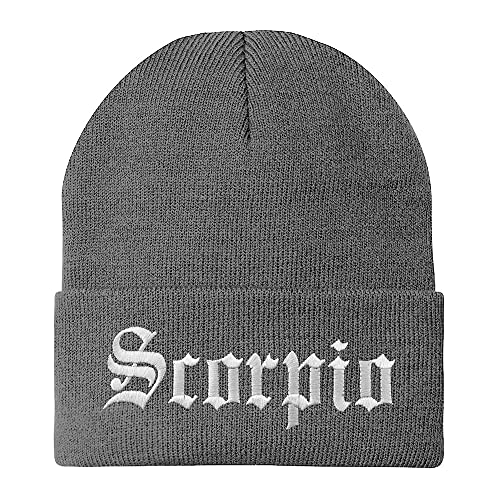 Trendy Apparel Shop Scorpio Old English Embroidered Long Cuff Beanie