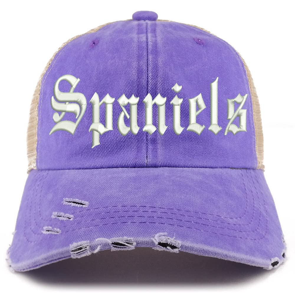 Trendy Apparel Shop Old English Spaniels Frayed Bill Trucker Mesh Back Cap