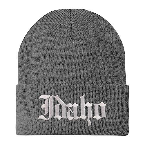 Trendy Apparel Shop Idaho State Old English Embroidered Long Cuff Beanie