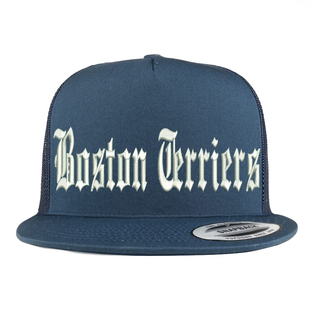 Trendy Apparel Shop Old English Boston Terriers 5 Panel Flatbill Trucker Cap