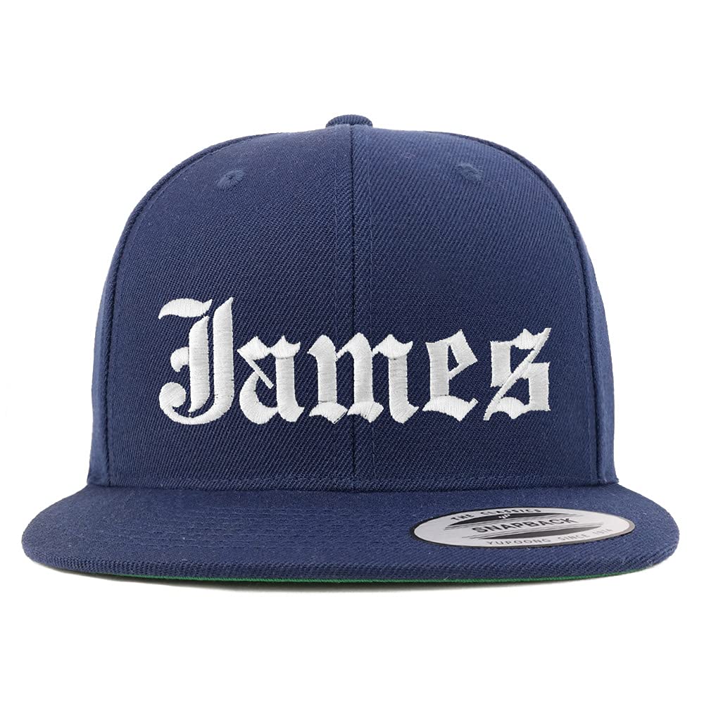 Trendy Apparel Shop James Old English Embroidered Flatbill Snapback