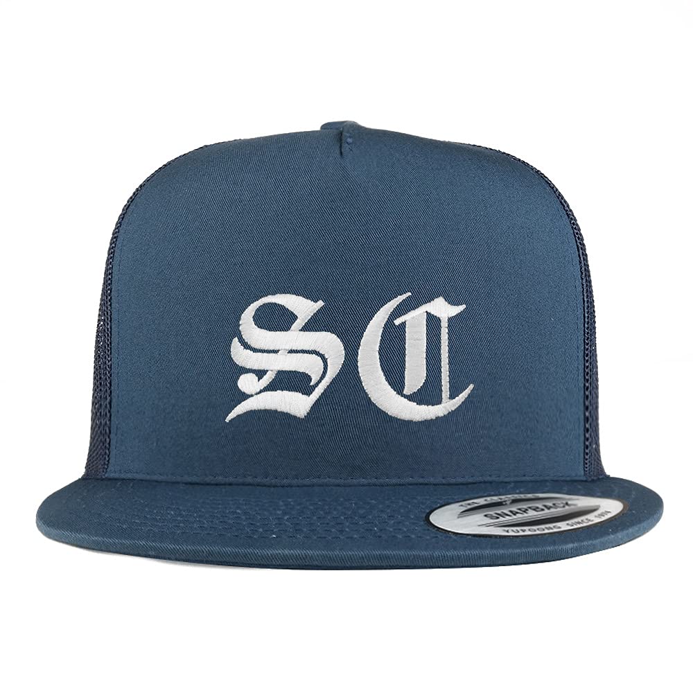 Trendy Apparel Shop South Carolina SC Old English 5 Panel Flatbill Trucker Cap