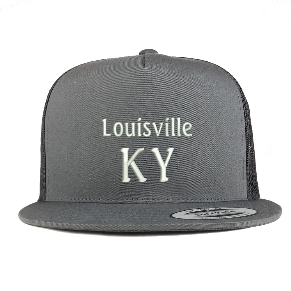 Trendy Apparel Shop Louisville KY Embroidered 5 Panel Flatbill Trucker Cap