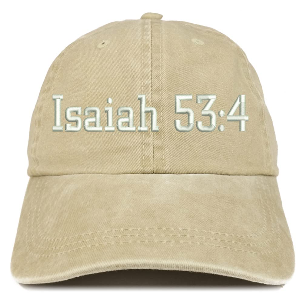 Trendy Apparel Shop Isaiah 53:4 Washed Pigment Dyed Baseball Cap