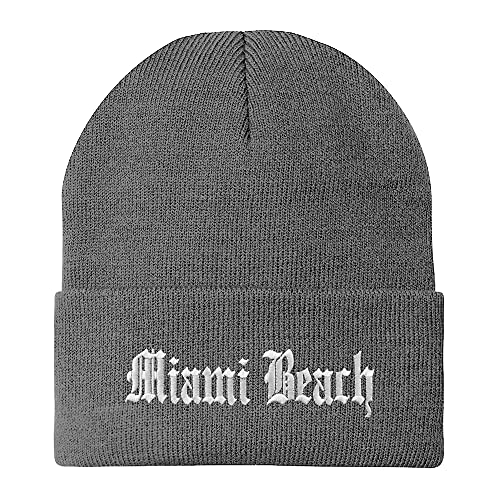 Trendy Apparel Shop Miami Beach Old English Embroidered Long Cuff Beanie