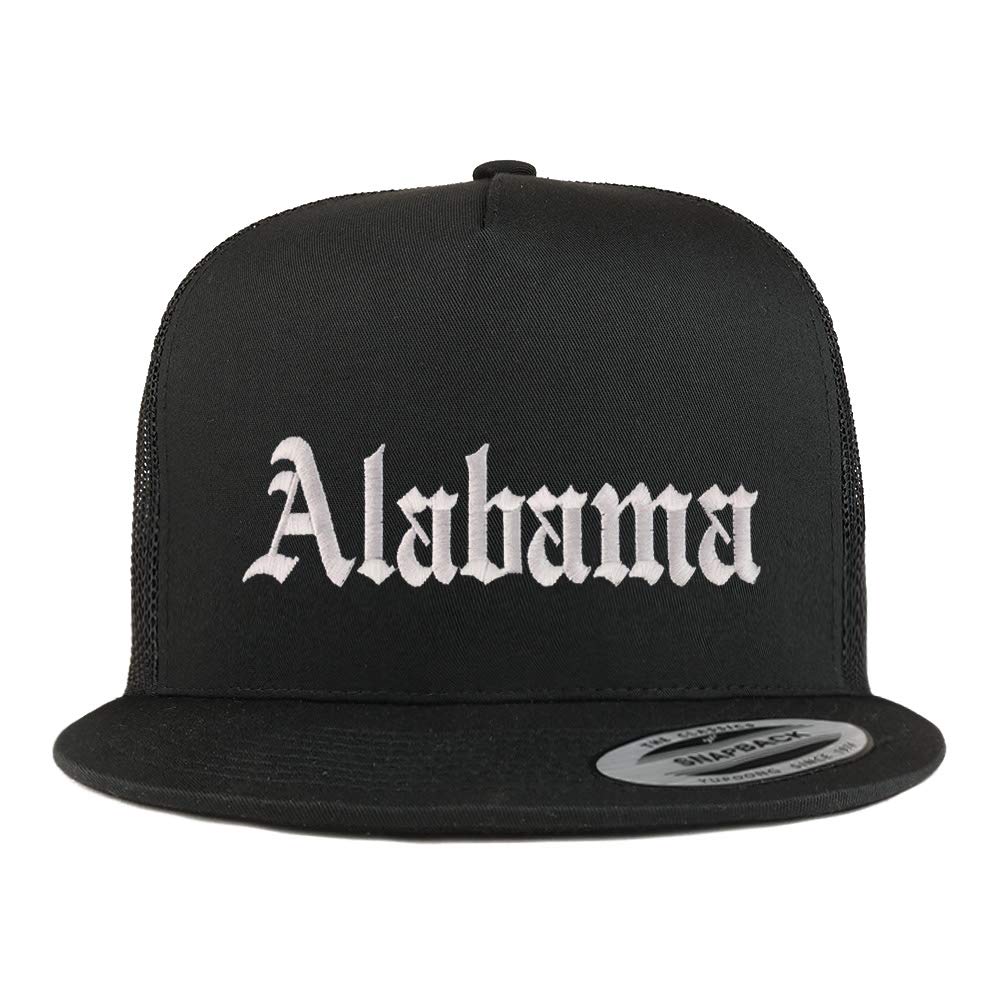 Trendy Apparel Shop Alabama State Old English 5 Panel Flatbill Trucker Mesh Cap