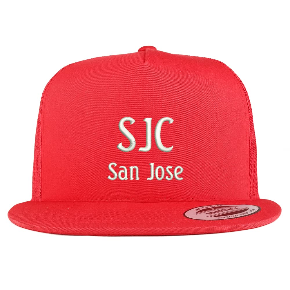 Trendy Apparel Shop SJC San Jose Embroidered 5 Panel Flatbill Trucker Cap