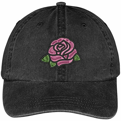 Trendy Apparel Shop Single Pink Rose Embroidered 100% Cotton Washed Low Profile Cap