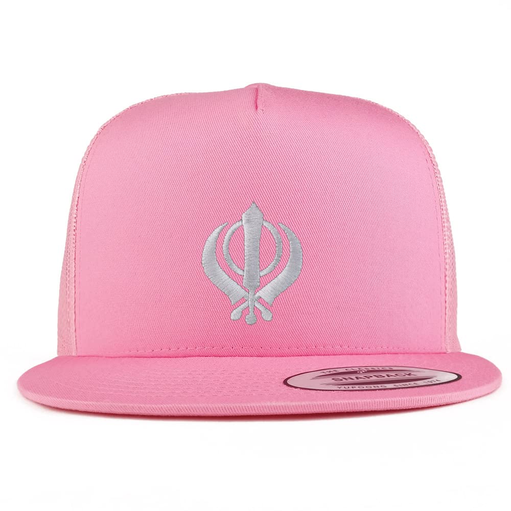 Trendy Apparel Shop Sikhism Embroidered 5 Panel Flatbill Trucker Cap