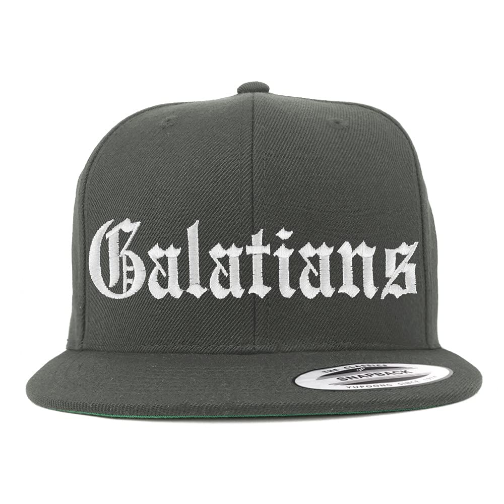 Trendy Apparel Shop Galatians Old English Embroidered Flatbill Snapback
