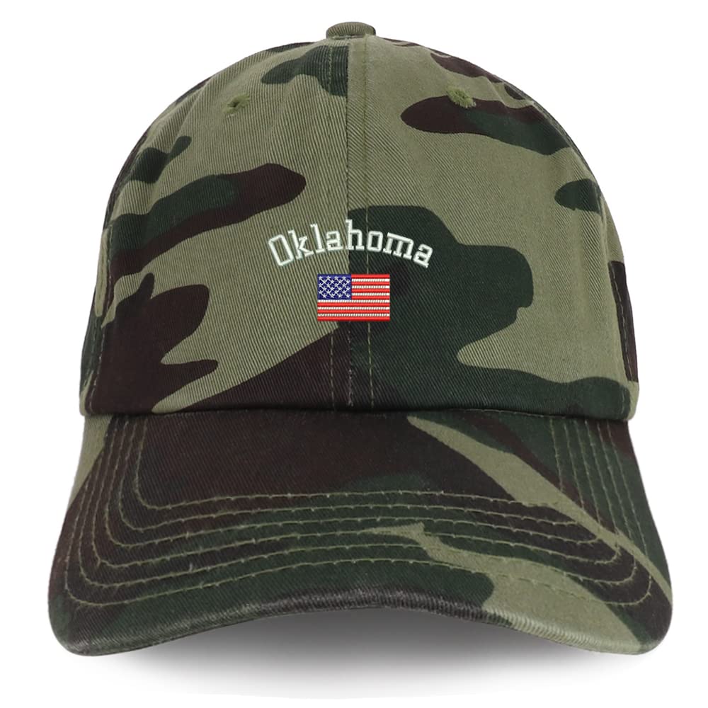 Trendy Apparel Shop Oklahoma USA Flag Low Profile Soft Cotton Baseball Cap