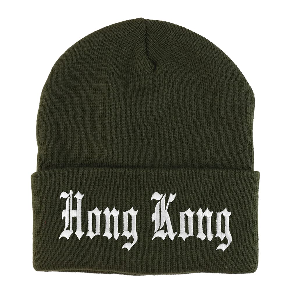 Trendy Apparel Shop Hong Kong Old English Embroidered Long Cuff Beanie