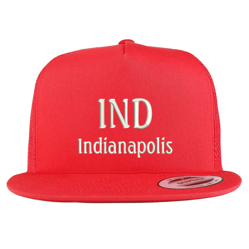 Trendy Apparel Shop IND Indianapolis Embroidered 5 Panel Flatbill Trucker Cap