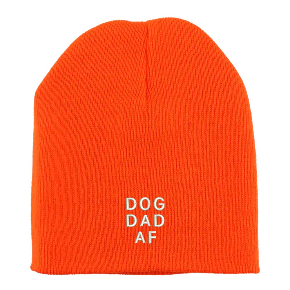 Trendy Apparel Shop Dog Dad Af Font Embroidered Made in USA Short Acrylic Knit Winter Beanie Hat