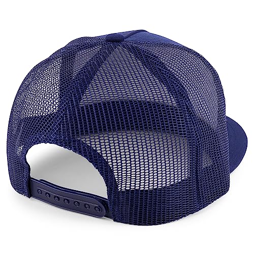 Trendy Apparel Shop Structured High Crown 5 Panel Round Flat Bill Trucker Cap