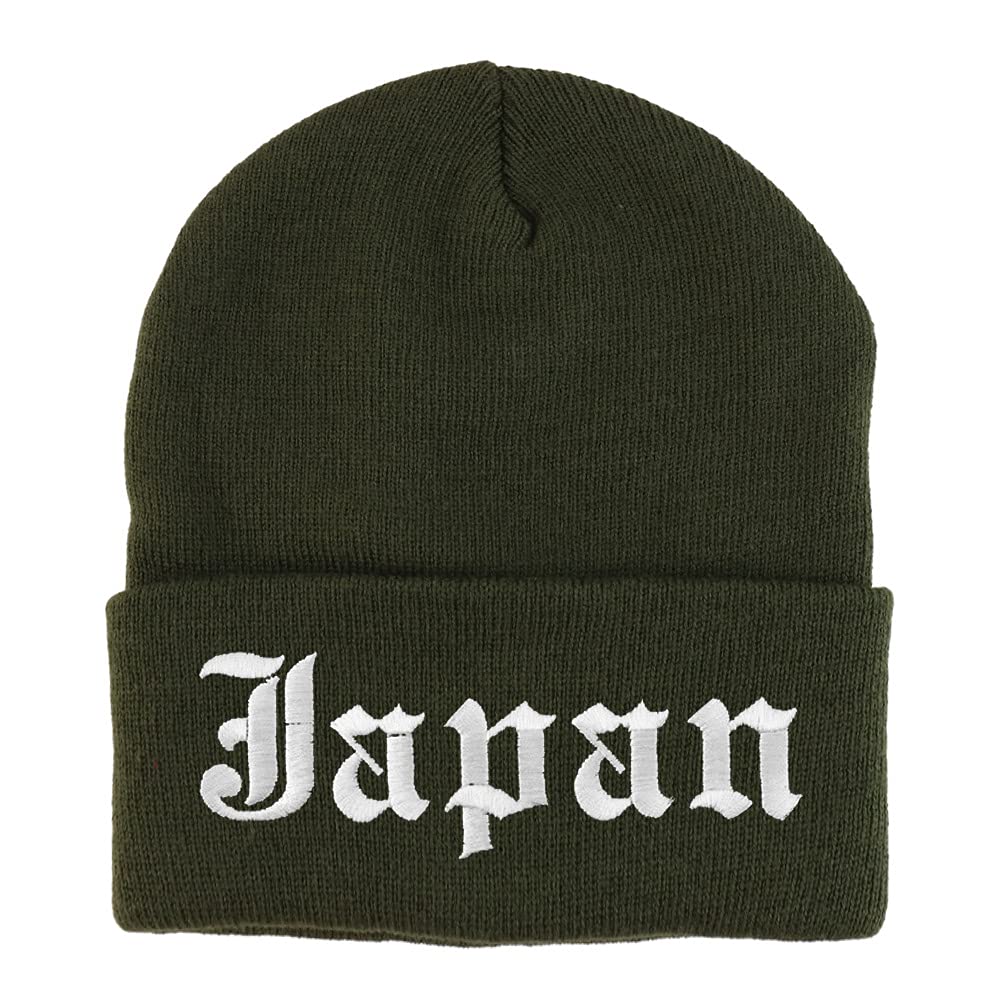 Trendy Apparel Shop Japan Old English Embroidered Long Cuff Beanie