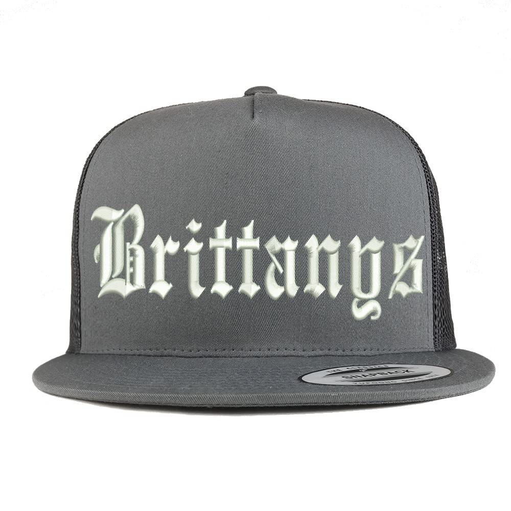 Trendy Apparel Shop Old English Brittanys 5 Panel Flatbill Trucker Cap