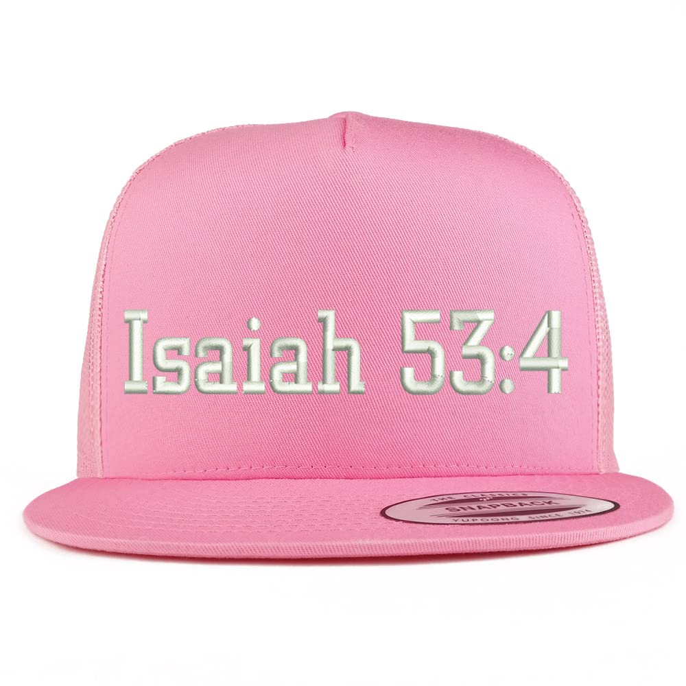 Trendy Apparel Shop Isaiah 53:4 5 Panel Flatbill Trucker Cap