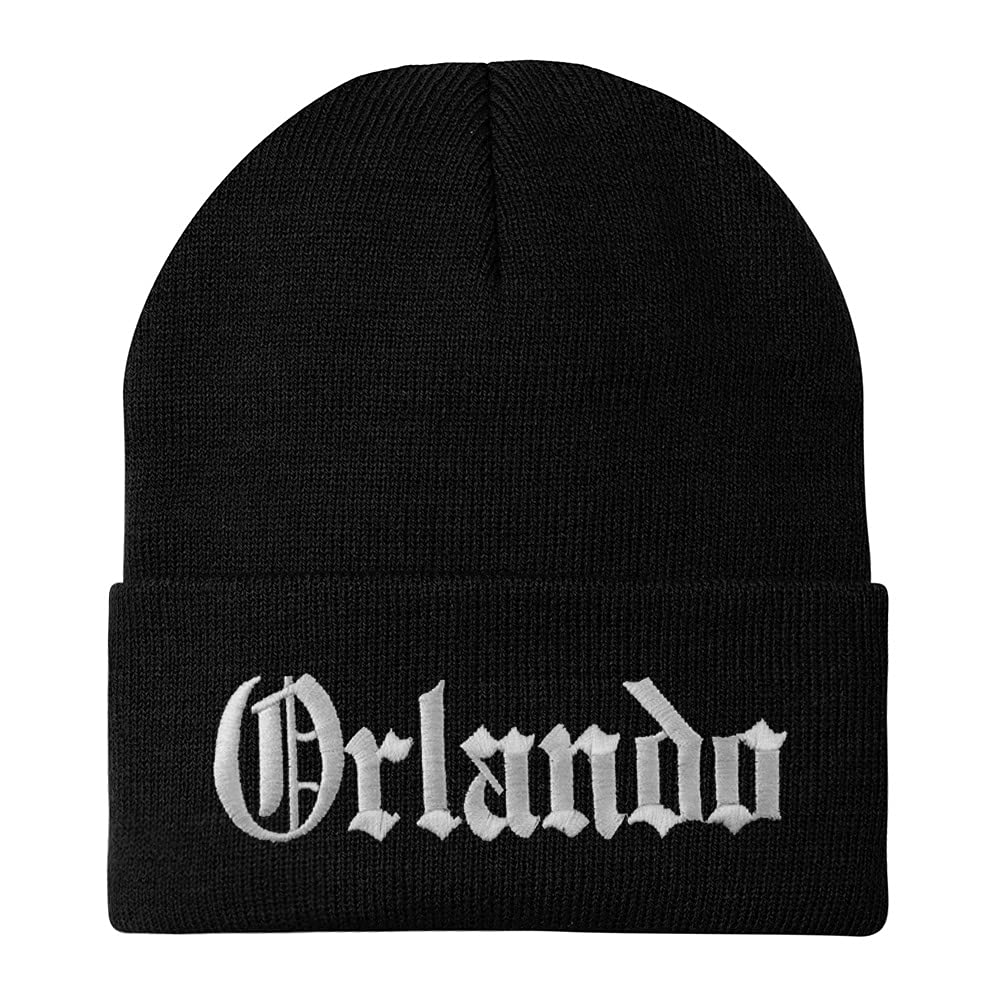 Trendy Apparel Shop Orlando Old English Embroidered Long Cuff Beanie