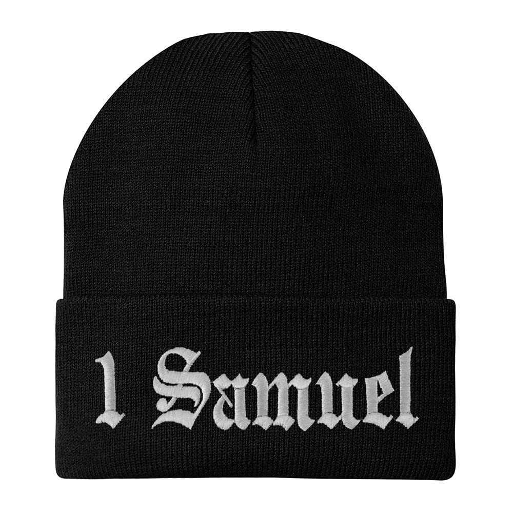 Trendy Apparel Shop 1 Samuel Old English Embroidered Long Cuff Beanie