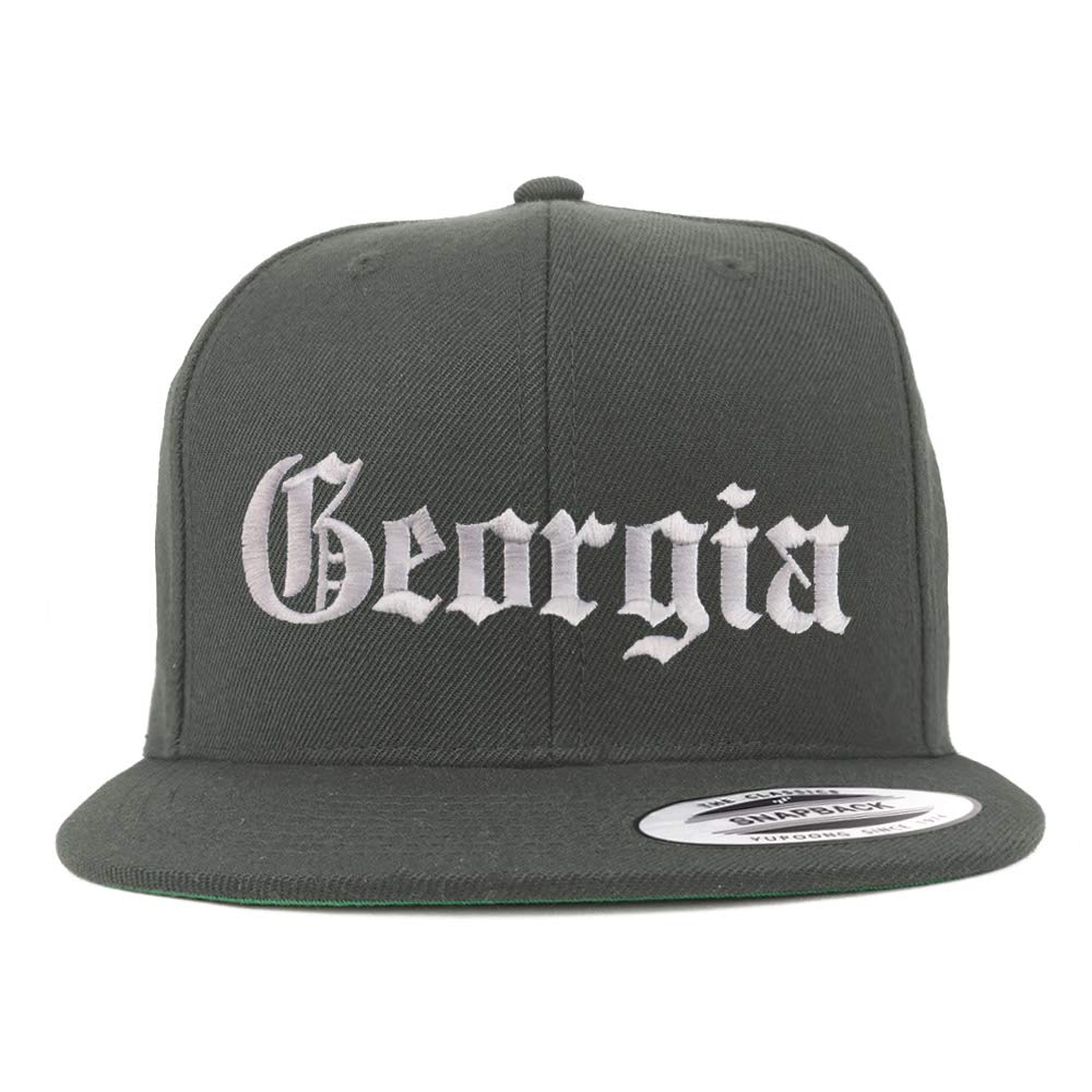 Trendy Apparel Shop Georgia State Old English Embroidered Flatbill Snapback