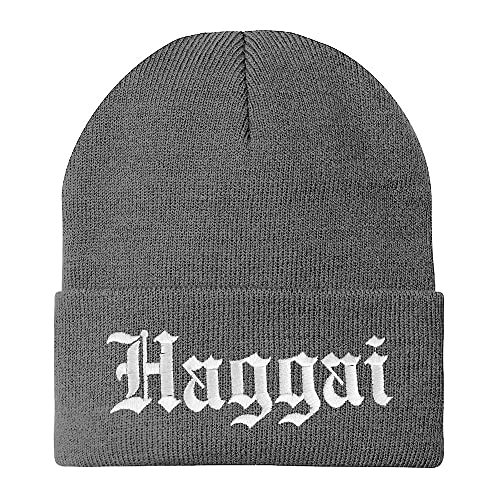 Trendy Apparel Shop Haggai Old English Embroidered Long Cuff Beanie