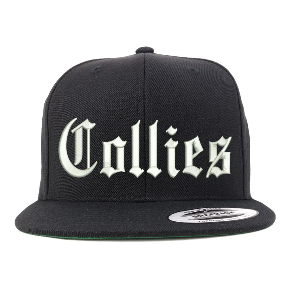 Trendy Apparel Shop Old English Collies Embroidered Flatbill Snapback
