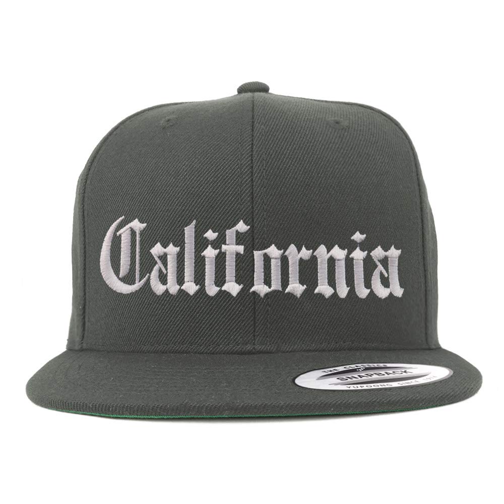 Trendy Apparel Shop California State Old English Embroidered Flatbill Snapback