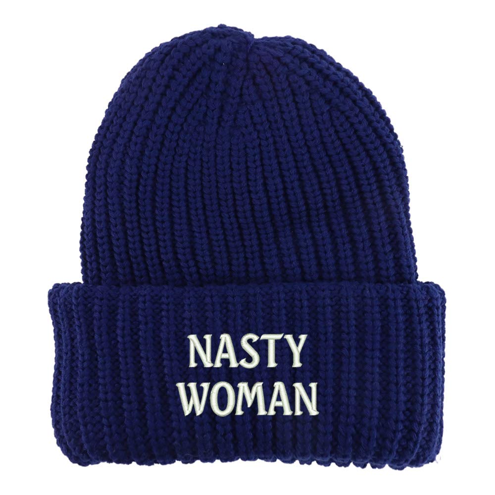Trendy Apparel Shop Nasty Woman Long Cuffed Thick Ribbed Knit Beanie