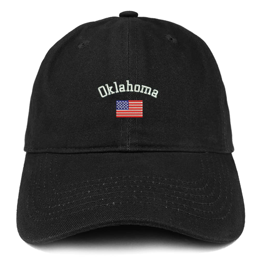Trendy Apparel Shop Oklahoma USA Flag Low Profile Soft Cotton Baseball Cap