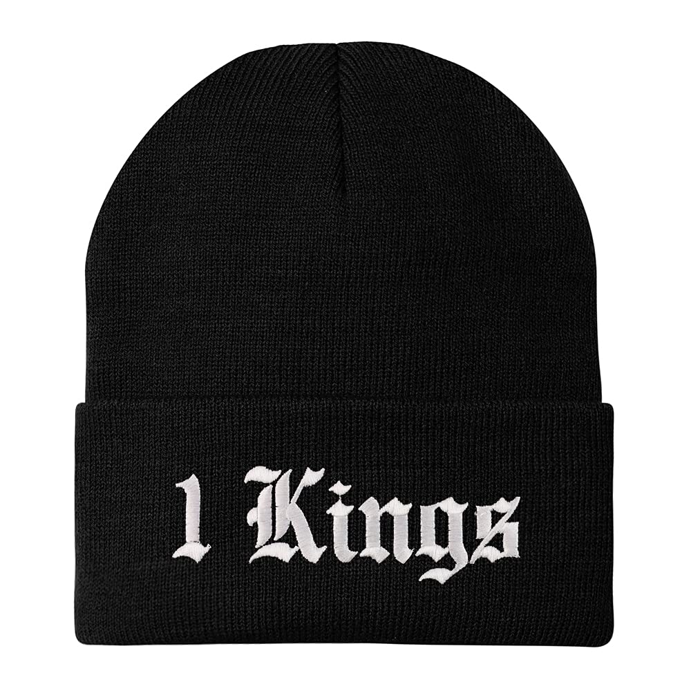Trendy Apparel Shop 1 Kings Old English Embroidered Long Cuff Beanie