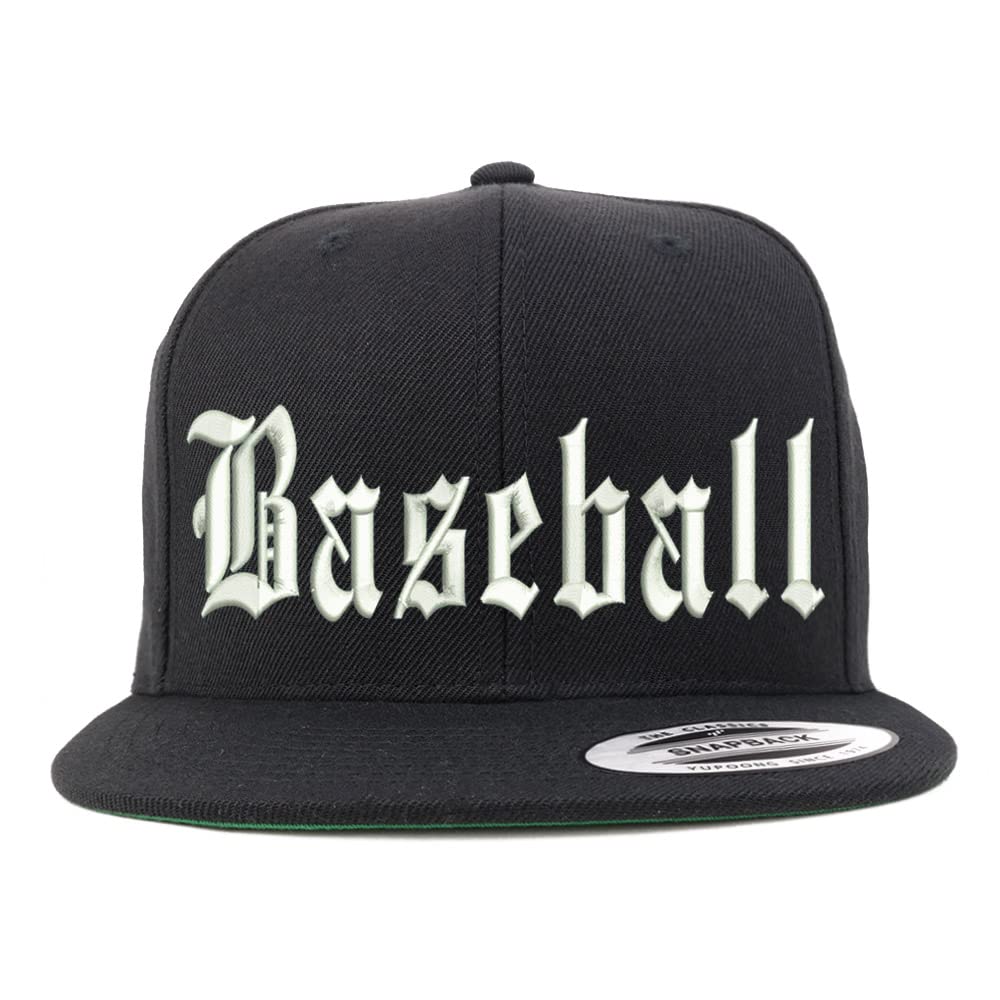 Trendy Apparel Shop Old English Baseball Embroidered Flatbill Snapback