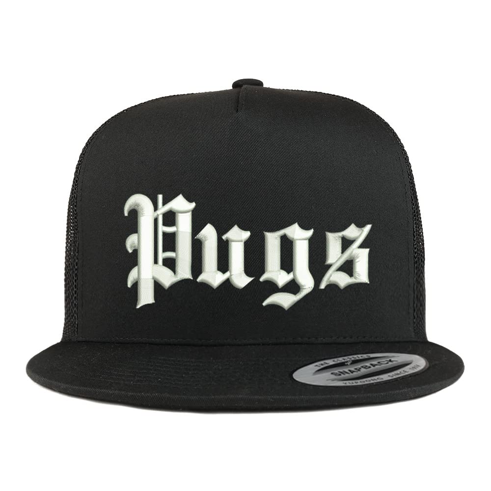 Trendy Apparel Shop Old English Pugs 5 Panel Flatbill Trucker Cap