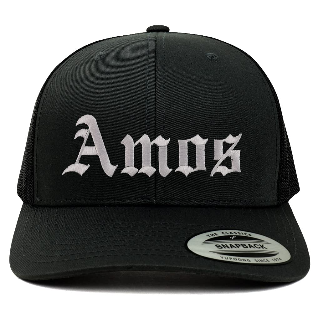 Trendy Apparel Shop Amos Old English 6 Panel Trucker Mesh Cap