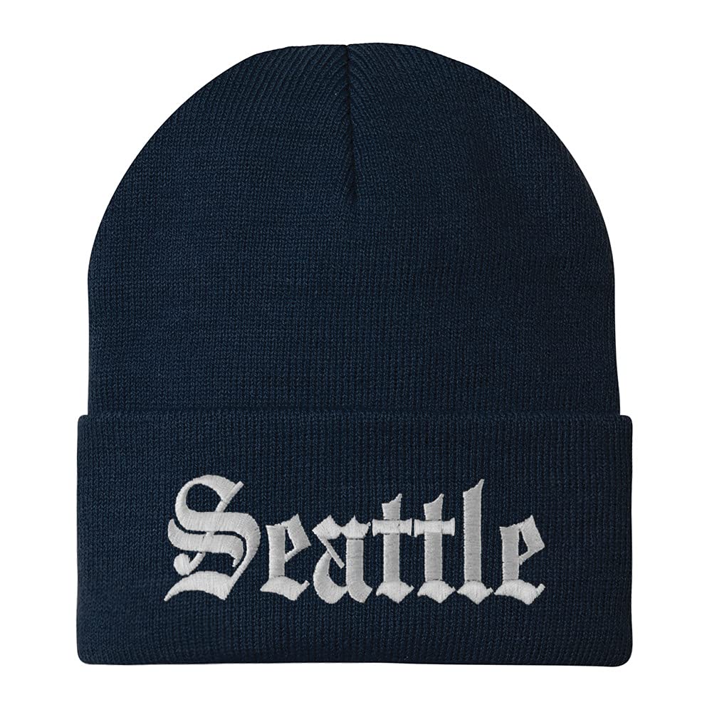 Trendy Apparel Shop Seattle Old English Embroidered Long Cuff Beanie