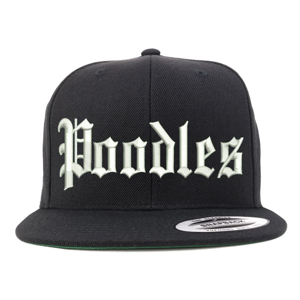 Trendy Apparel Shop Old English Poodles Embroidered Flatbill Snapback