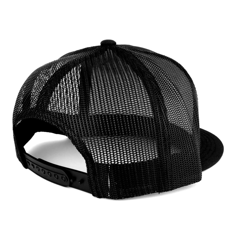 Trendy Apparel Shop Oversize XXL Structured Blank 5 Panel Flatbill Snapback Mesh Cap - Black - 4XL
