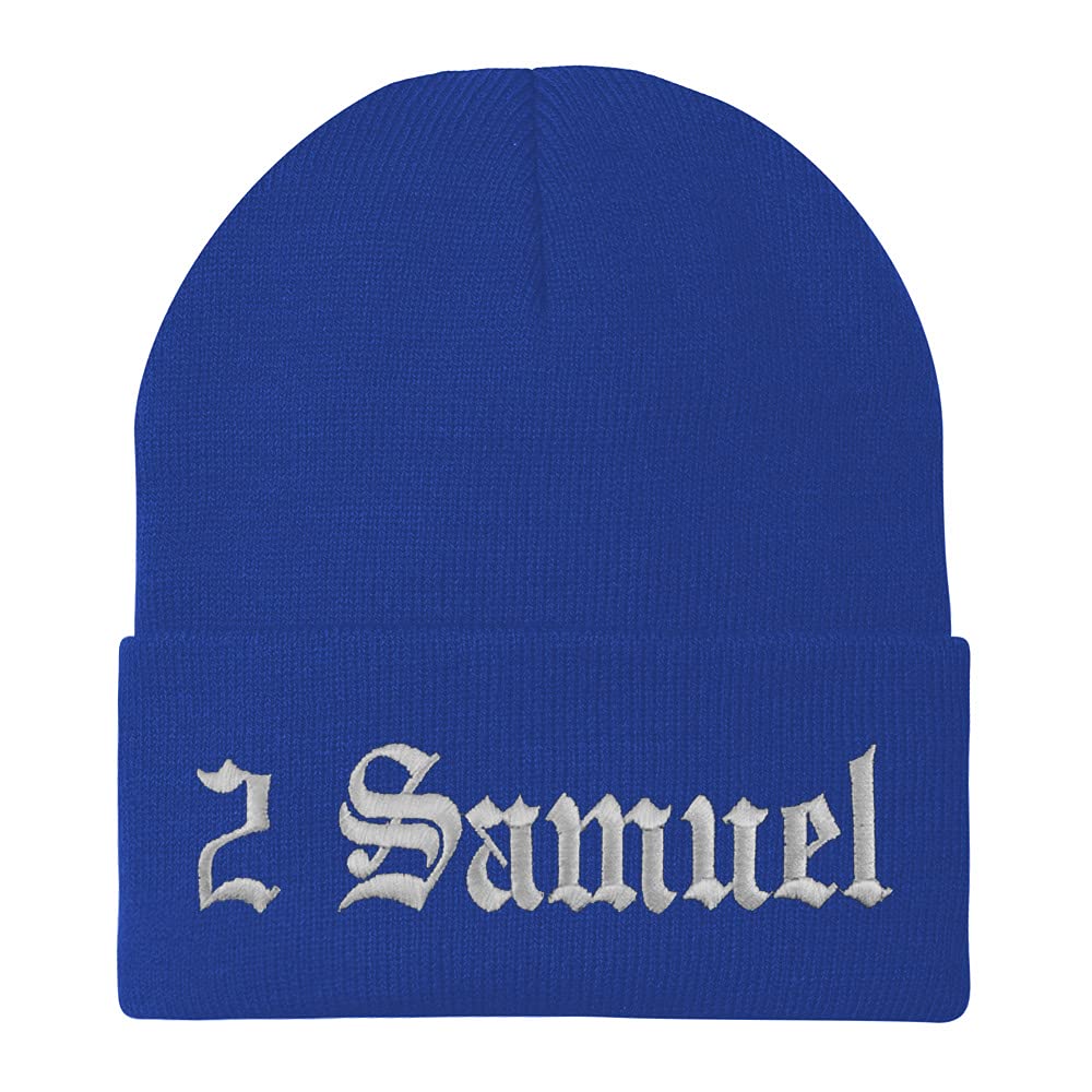 Trendy Apparel Shop 2 Samuel Old English Embroidered Long Cuff Beanie
