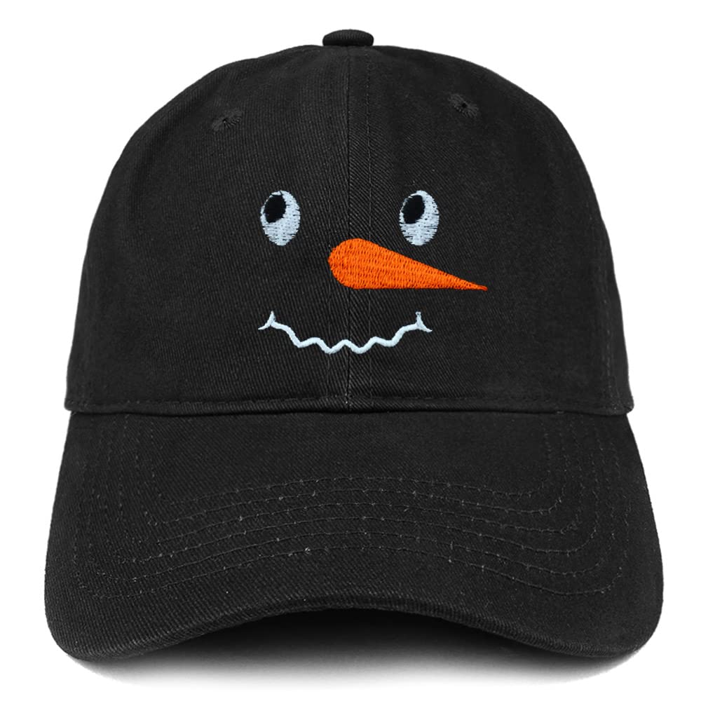 Trendy Apparel Shop Snowman Face Embroidered Low Profile Soft Cotton Baseball Cap