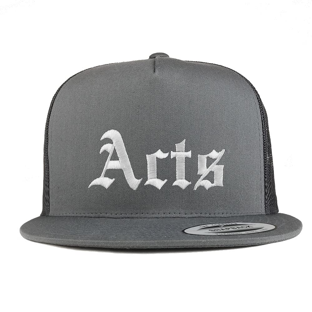 Trendy Apparel Shop Acts Old English 5 Panel Flatbill Trucker Cap
