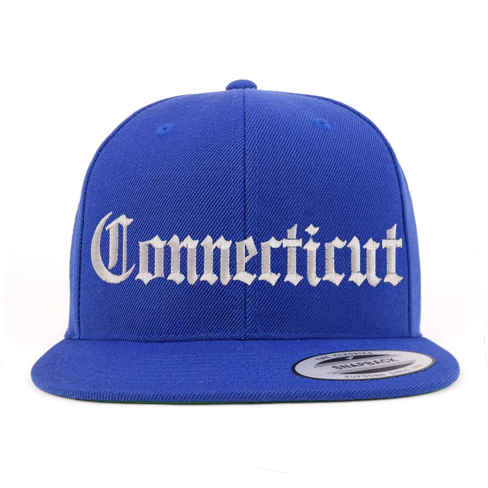 Trendy Apparel Shop Connectiut State Old English Embroidered Flatbill Snapback
