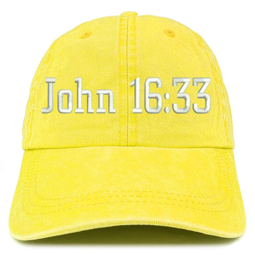 Trendy Apparel Shop John 16:33 Washed Pigment Dyed Baseball Cap