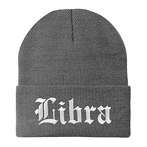 Trendy Apparel Shop Libra Old English Embroidered Long Cuff Beanie