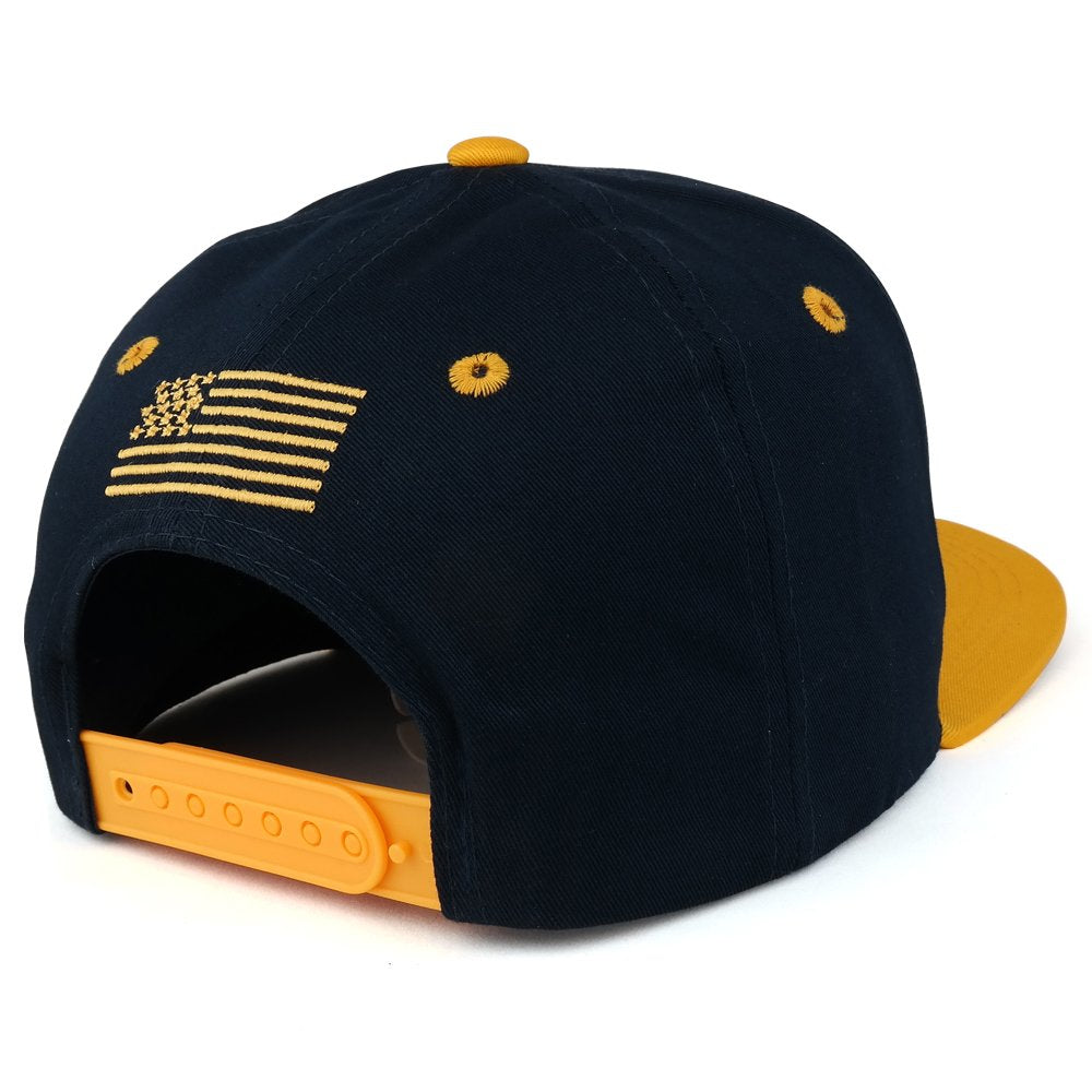 Trendy Apparel Shop USA Flag with Floral Pattern Print Embroidered Flat Bill Snapback Cap