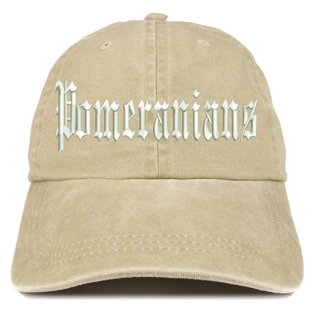 Trendy Apparel Shop Old English Pomeranians Washed Pigment Dyed Baseball Cap