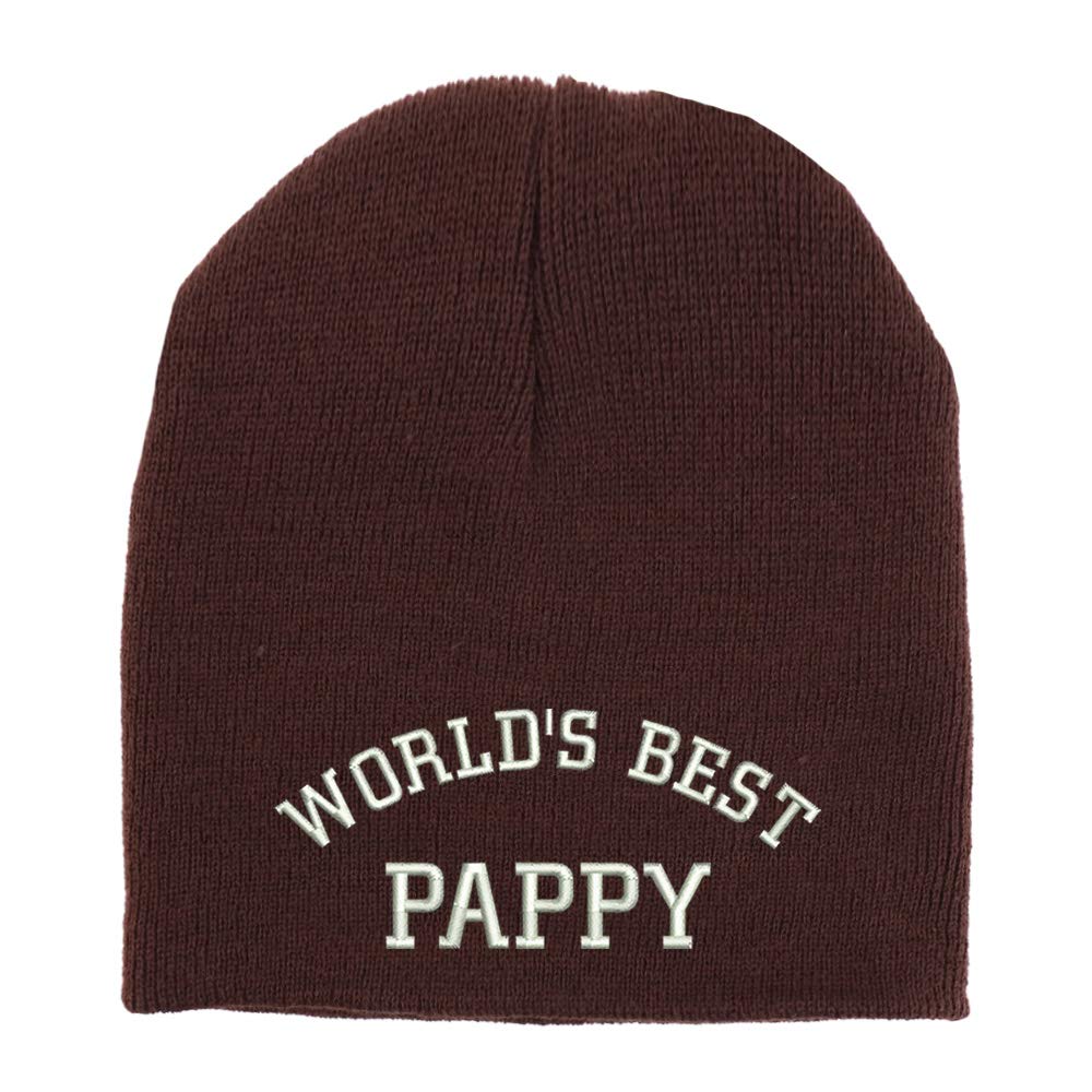 Trendy Apparel Shop World's Best Pappy Embroidered Made in USA Short Acrylic Knit Winter Beanie Hat