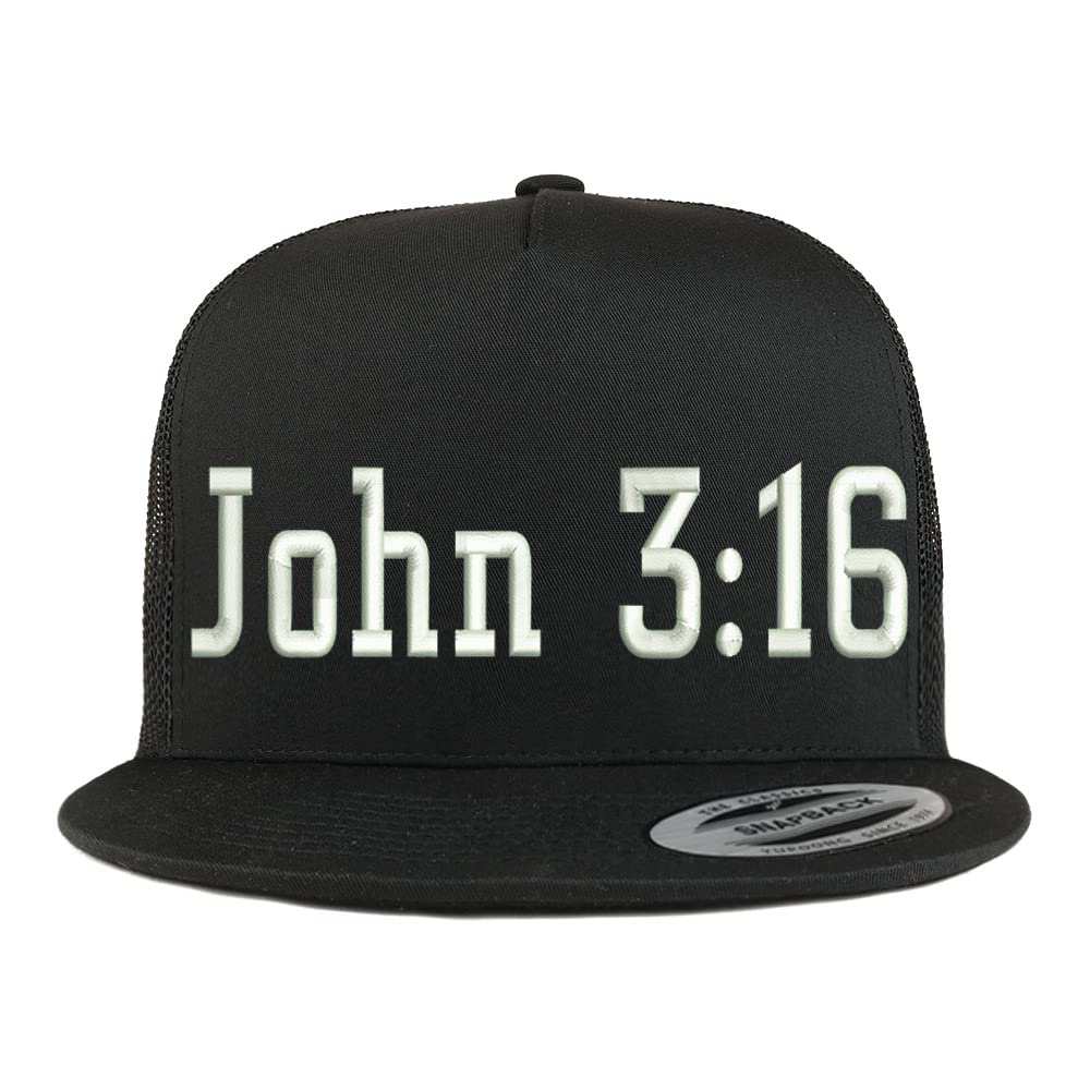 Trendy Apparel Shop John 3:16 5 Panel Flatbill Trucker Cap