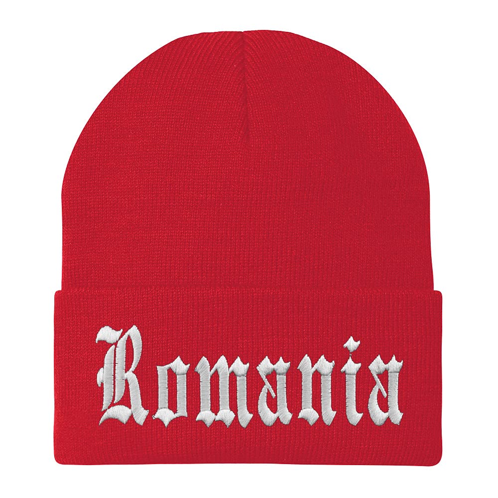 Trendy Apparel Shop Romania Old English Embroidered Long Cuff Beanie