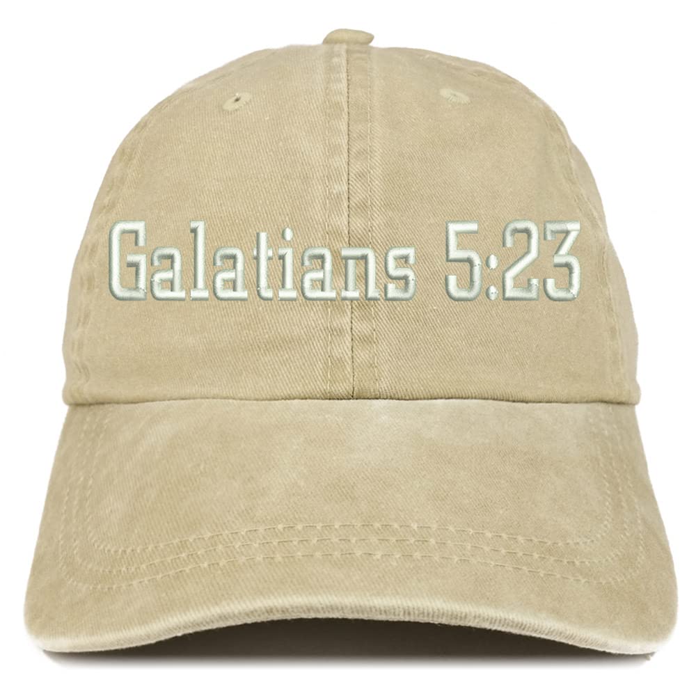 Trendy Apparel Shop Galatians 5:23 Washed Pigment Dyed Baseball Cap